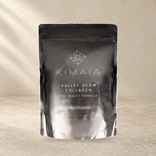 KIMAIA Valley Glow Collagen (abonnement) — hoofdfoto op een lichte natuurlijke achtergrond